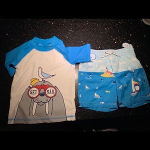 New carter swim shorts/shirt set 3T upf 50+